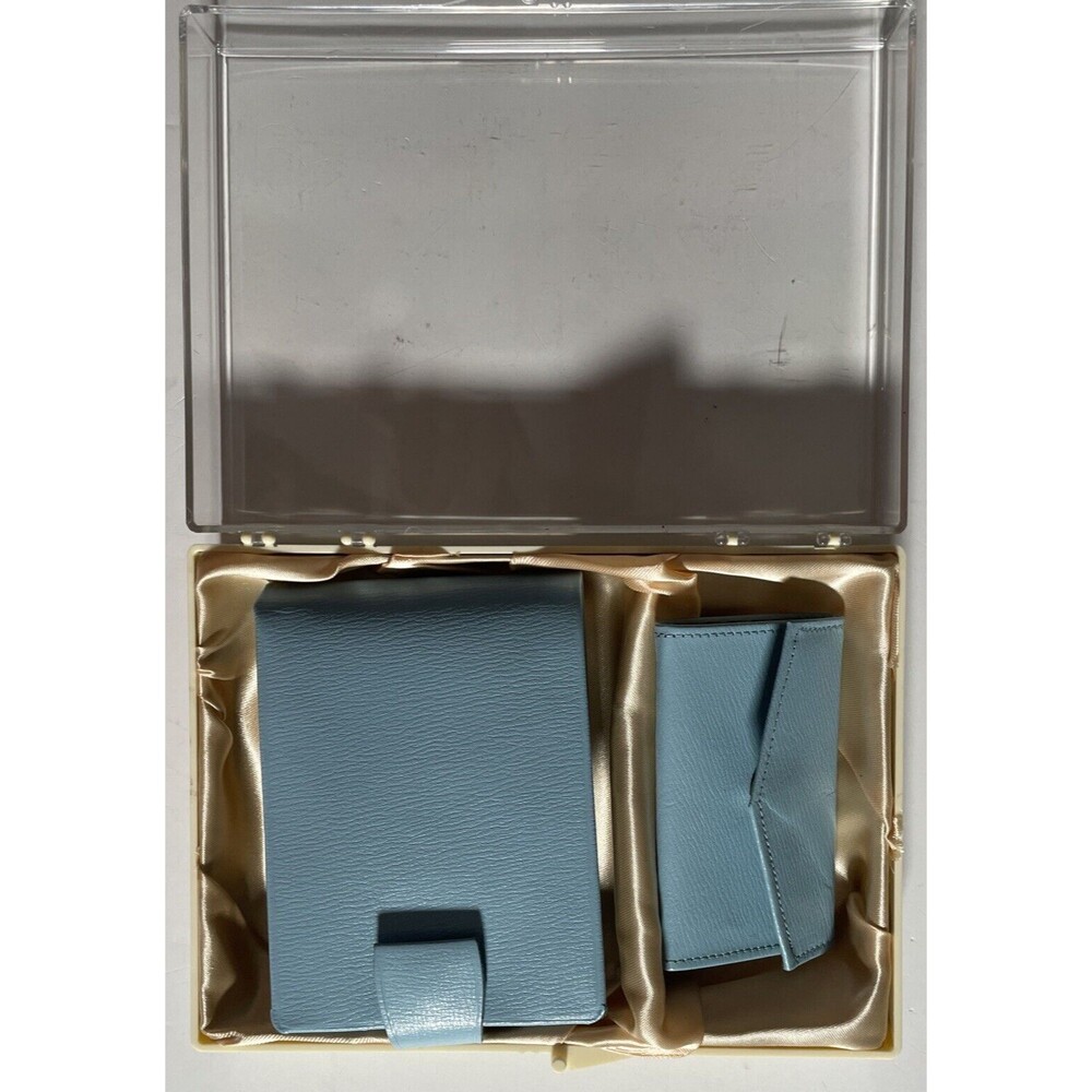 Vintage Belle Brummel Blue Cashmere Calfskin Wallet And Key Case Set NOS